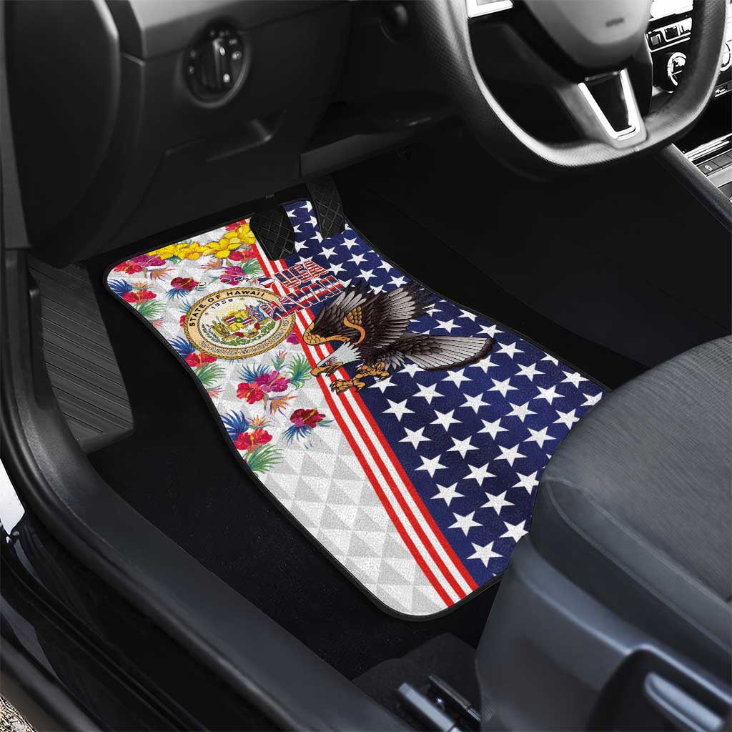 Hawaii and United States Together Car Mats Seal of Hawaii and Bald Eagle - Polynesian Pride