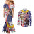 Hawaii and United States Together Couples Matching Mermaid Dress and Long Sleeve Button Shirt Seal of Hawaii and Bald Eagle - Polynesian Pride