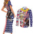 Hawaii and United States Together Couples Matching Short Sleeve Bodycon Dress and Long Sleeve Button Shirt Seal of Hawaii and Bald Eagle - Polynesian Pride