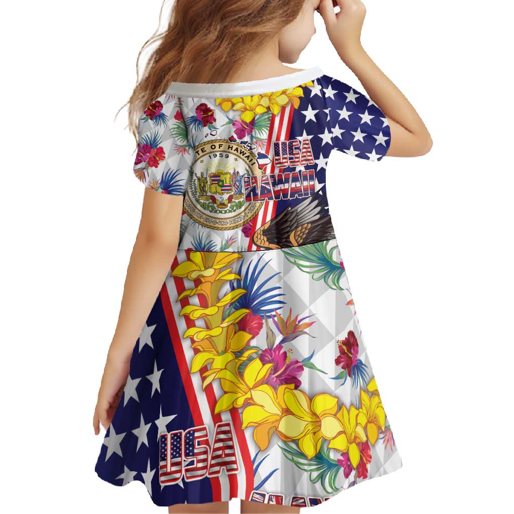 Hawaii and United States Together Family Matching Mermaid Dress and Hawaiian Shirt Seal of Hawaii and Bald Eagle LT03 - Polynesian Pride