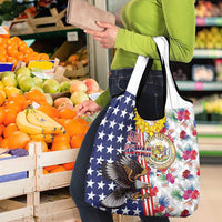 Hawaii and United States Together Grocery Bag Seal of Hawaii and Bald Eagle - Polynesian Pride