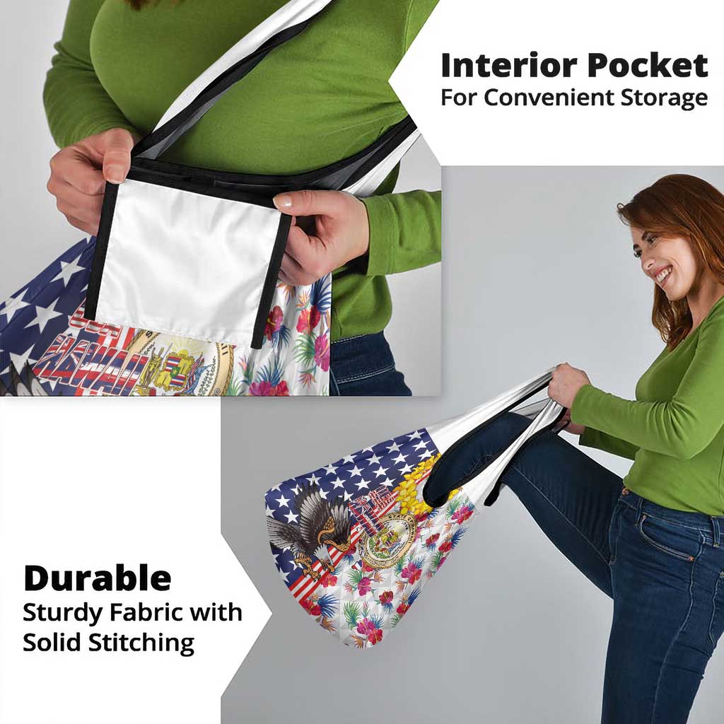 Hawaii and United States Together Grocery Bag Seal of Hawaii and Bald Eagle - Polynesian Pride