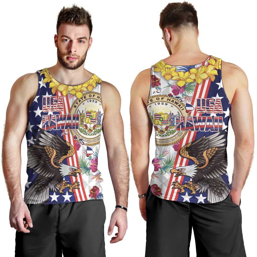 Hawaii and United States Together Men Tank Top Seal of Hawaii and Bald Eagle - Polynesian Pride