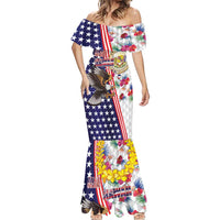 Hawaii and United States Together Mermaid Dress Seal of Hawaii and Bald Eagle - Polynesian Pride