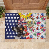 Hawaii and United States Together Rubber Doormat Seal of Hawaii and Bald Eagle - Polynesian Pride