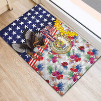 Hawaii and United States Together Rubber Doormat Seal of Hawaii and Bald Eagle - Polynesian Pride