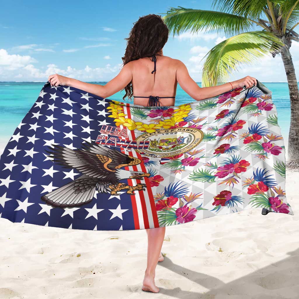 Hawaii and United States Together Sarong Seal of Hawaii and Bald Eagle - Polynesian Pride