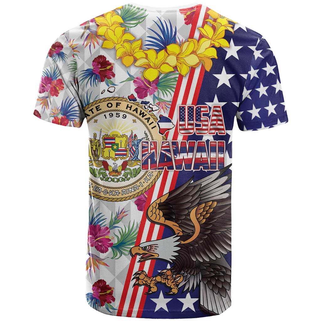 Hawaii and United States Together T Shirt Seal of Hawaii and Bald Eagle - Polynesian Pride