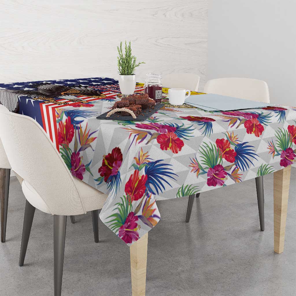 Hawaii and United States Together Tablecloth Seal of Hawaii and Bald Eagle - Polynesian Pride