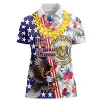 Hawaii and United States Together Women Polo Shirt Seal of Hawaii and Bald Eagle - Polynesian Pride