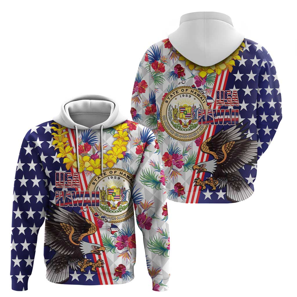 Hawaii and United States Together Zip Hoodie Seal of Hawaii and Bald Eagle - Polynesian Pride