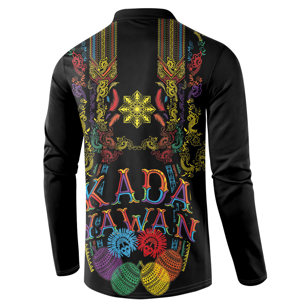Philippines Kadayawan Festival Button Sweatshirt Polynesian Tribal Art Barong Style