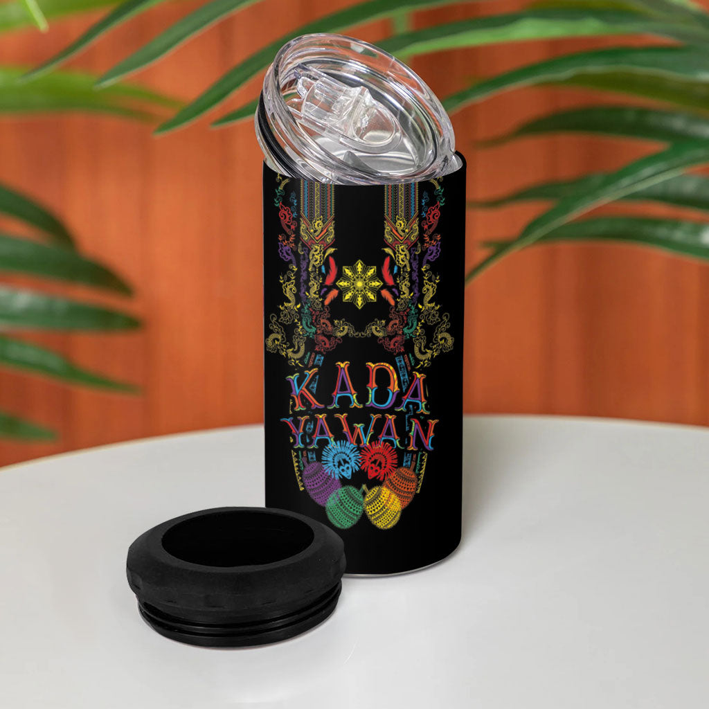 Philippines Kadayawan Festival 4 in 1 Can Cooler Tumbler Polynesian Tribal Art Barong Style