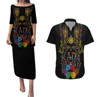 Philippines Kadayawan Festival Couples Matching Puletasi and Hawaiian Shirt Polynesian Tribal Art Barong Style