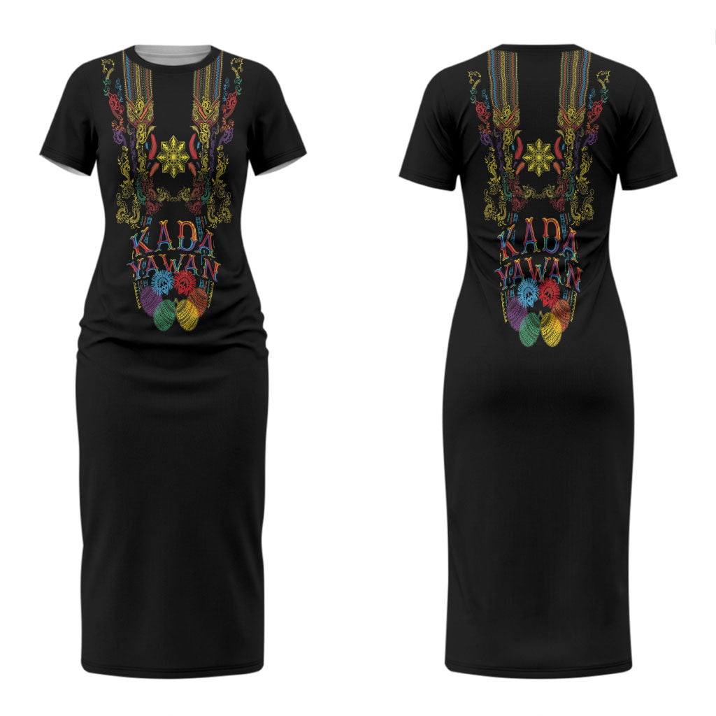 Philippines Kadayawan Festival Couples Matching Short Sleeve Bodycon Dress and Long Sleeve Button Shirt Polynesian Tribal Art Barong Style LT03 - Polynesian Pride