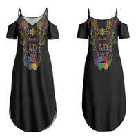 Philippines Kadayawan Festival Couples Matching Summer Maxi Dress and Long Sleeve Button Shirt Polynesian Tribal Art Barong Style LT03 - Polynesian Pride