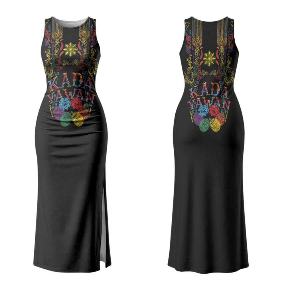 Philippines Kadayawan Festival Couples Matching Tank Maxi Dress and Long Sleeve Button Shirt Polynesian Tribal Art Barong Style LT03 - Polynesian Pride
