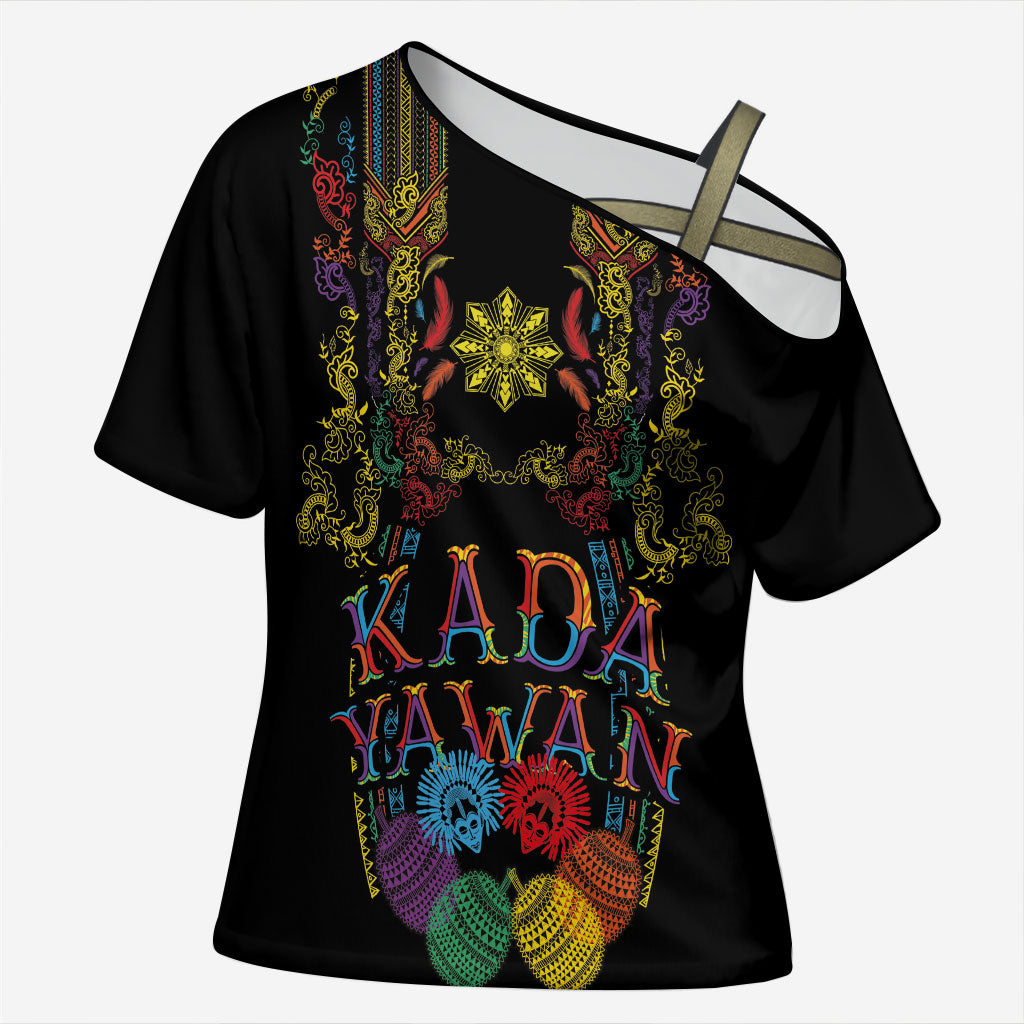 Philippines Kadayawan Festival Cross Shoulder Shirt Polynesian Tribal Art Barong Style