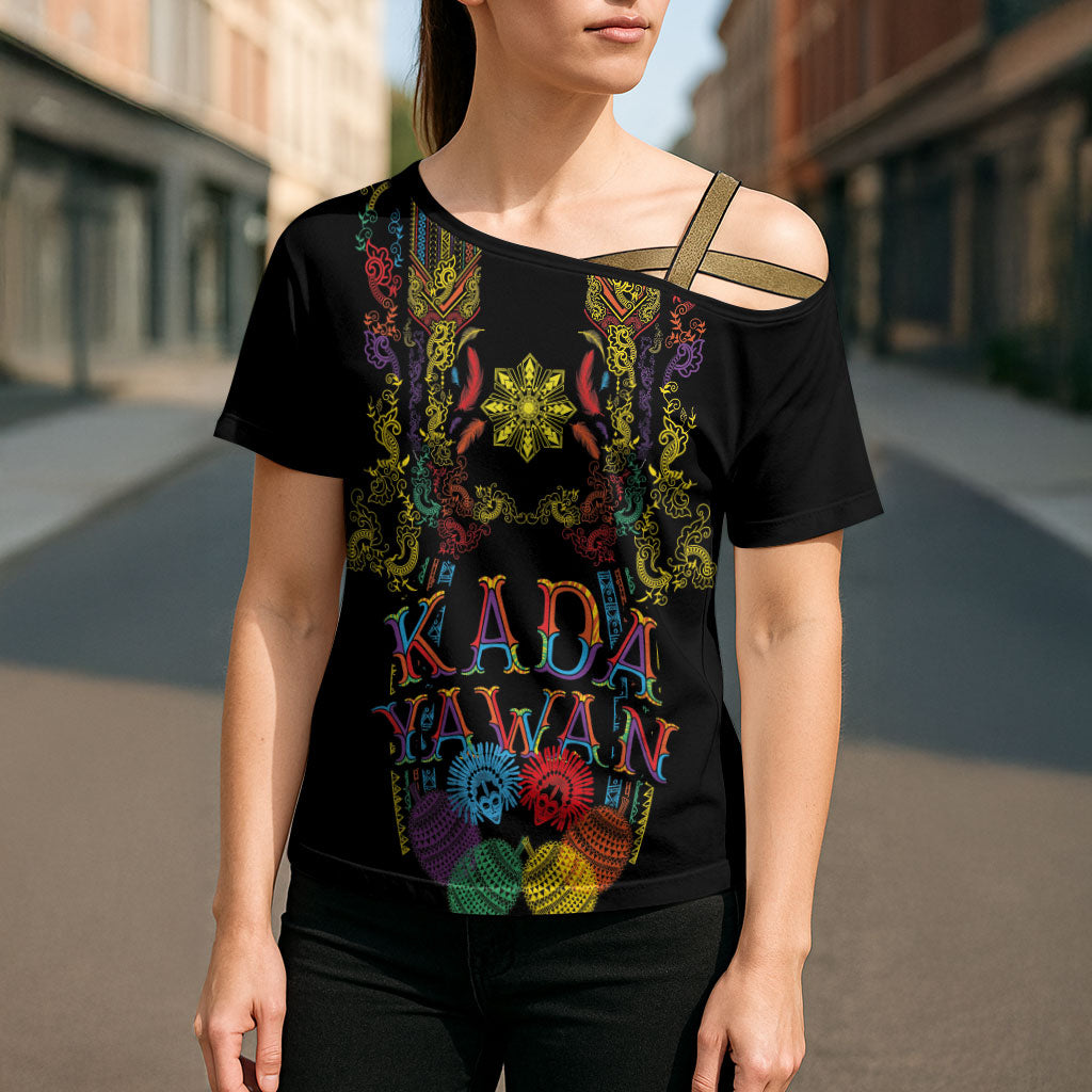 Philippines Kadayawan Festival Cross Shoulder Shirt Polynesian Tribal Art Barong Style