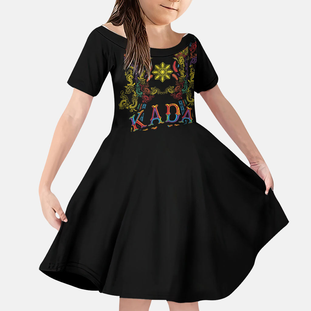 Philippines Kadayawan Festival Family Matching Long Sleeve Bodycon Dress and Hawaiian Shirt Polynesian Tribal Art Barong Style