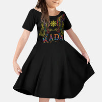 Philippines Kadayawan Festival Family Matching Long Sleeve Bodycon Dress and Hawaiian Shirt Polynesian Tribal Art Barong Style