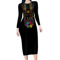 Philippines Kadayawan Festival Family Matching Long Sleeve Bodycon Dress and Hawaiian Shirt Polynesian Tribal Art Barong Style