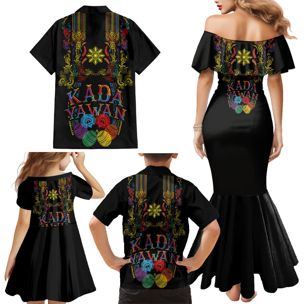 Philippines Kadayawan Festival Family Matching Mermaid Dress and Hawaiian Shirt Polynesian Tribal Art Barong Style