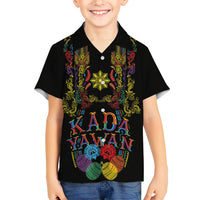 Philippines Kadayawan Festival Family Matching Off The Shoulder Long Sleeve Dress and Hawaiian Shirt Polynesian Tribal Art Barong Style