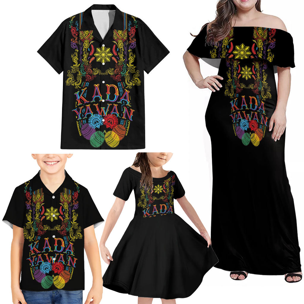 Philippines Kadayawan Festival Family Matching Off Shoulder Maxi Dress and Hawaiian Shirt Polynesian Tribal Art Barong Style LT03 - Polynesian Pride