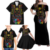 Philippines Kadayawan Festival Family Matching Off Shoulder Maxi Dress and Hawaiian Shirt Polynesian Tribal Art Barong Style
