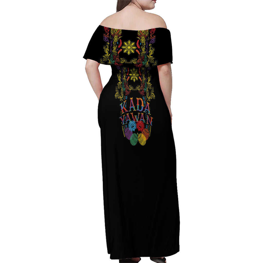 Philippines Kadayawan Festival Family Matching Off Shoulder Maxi Dress and Hawaiian Shirt Polynesian Tribal Art Barong Style