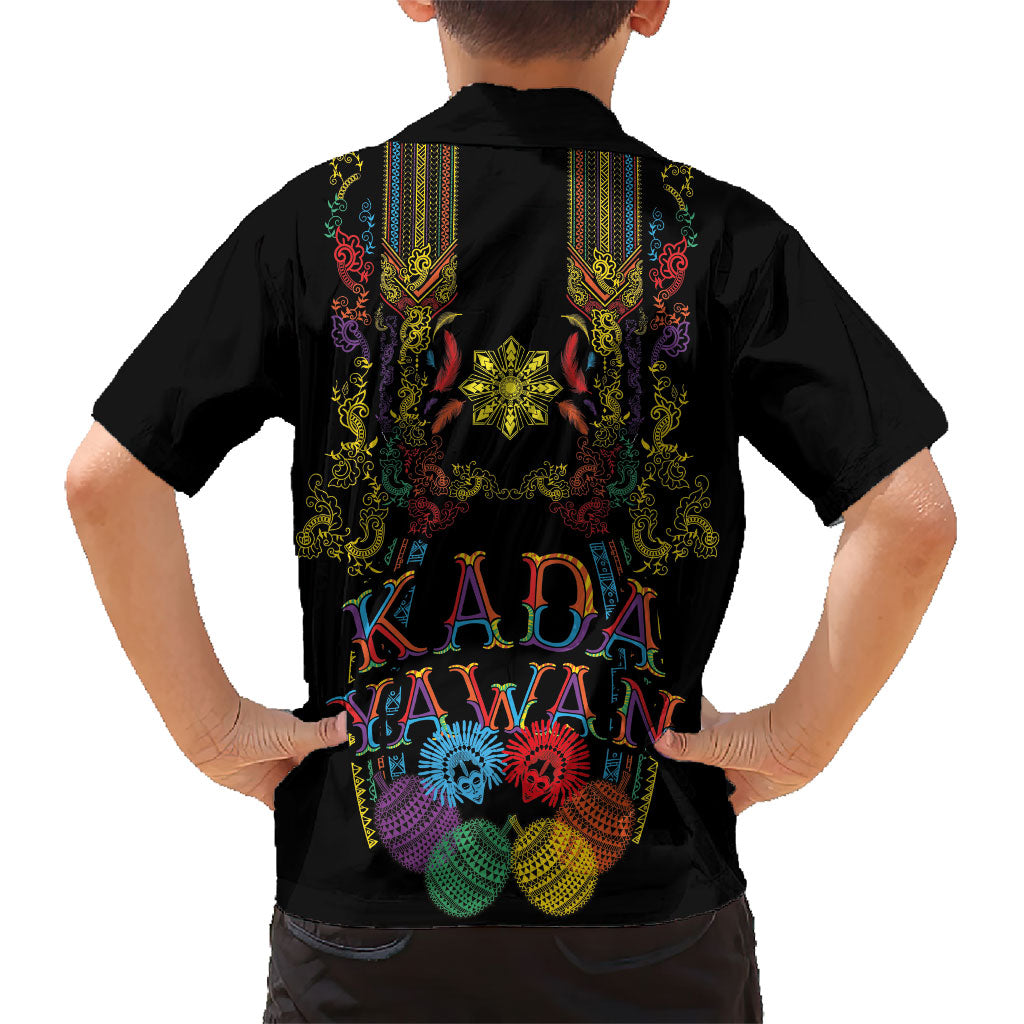 Philippines Kadayawan Festival Family Matching Off Shoulder Short Dress and Hawaiian Shirt Polynesian Tribal Art Barong Style