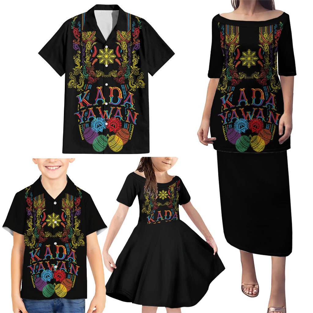 Philippines Kadayawan Festival Family Matching Puletasi and Hawaiian Shirt Polynesian Tribal Art Barong Style