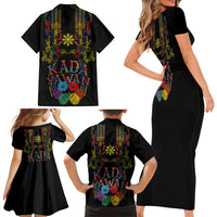 Philippines Kadayawan Festival Family Matching Short Sleeve Bodycon Dress and Hawaiian Shirt Polynesian Tribal Art Barong Style