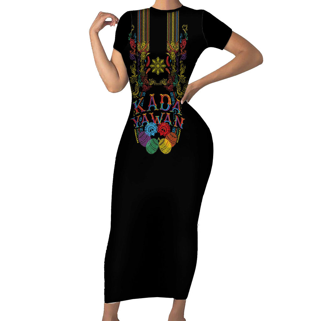 Philippines Kadayawan Festival Family Matching Short Sleeve Bodycon Dress and Hawaiian Shirt Polynesian Tribal Art Barong Style