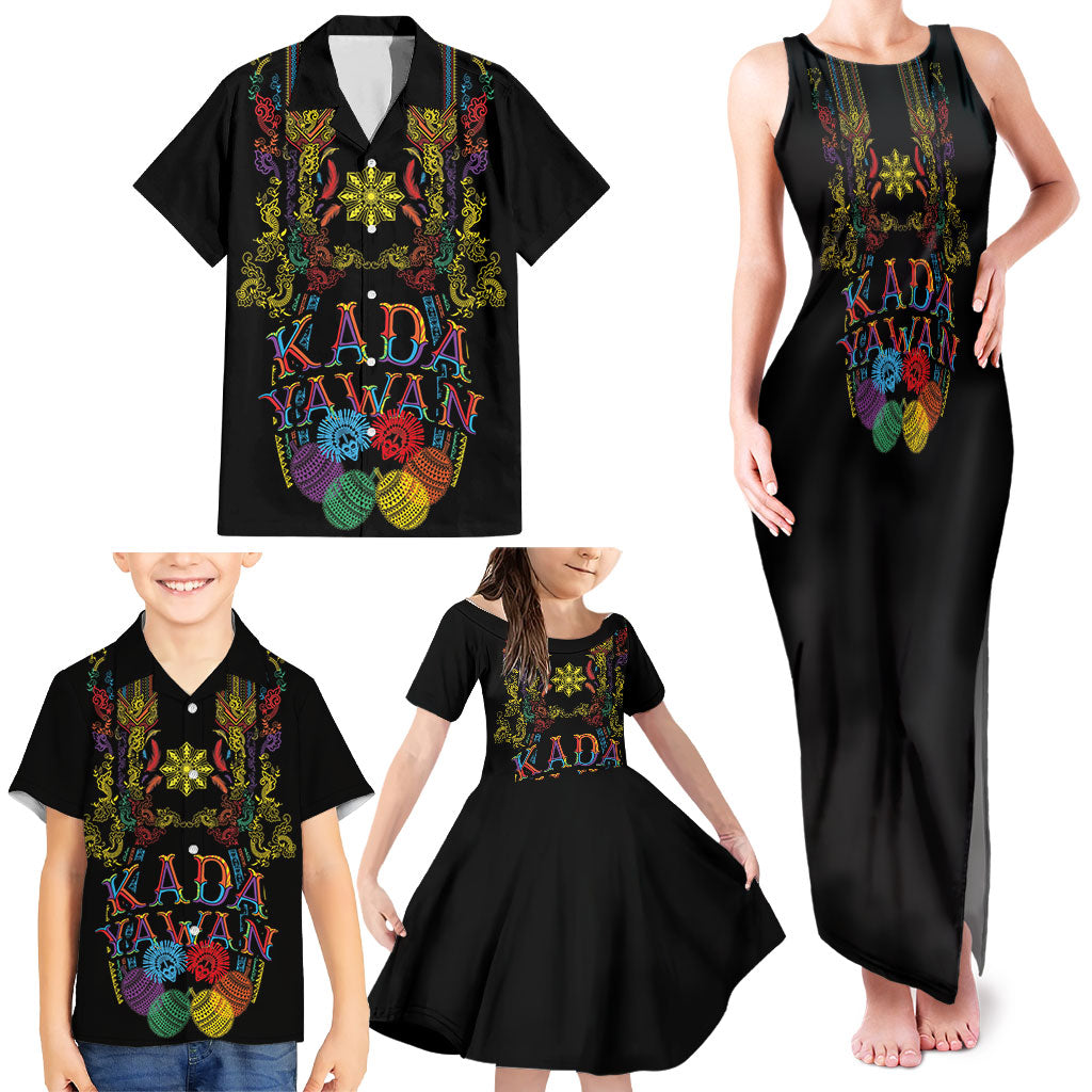 Philippines Kadayawan Festival Family Matching Tank Maxi Dress and Hawaiian Shirt Polynesian Tribal Art Barong Style