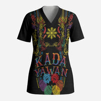 Philippines Kadayawan Festival Scrub Top Polynesian Tribal Art Barong Style