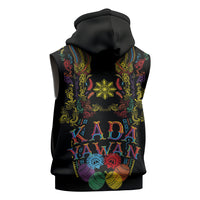 Philippines Kadayawan Festival Sleeveless Zip Hoodie Polynesian Tribal Art Barong Style