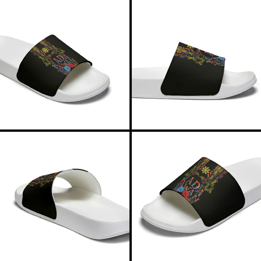 Philippines Kadayawan Festival Slide Sandals Polynesian Tribal Art Barong Style