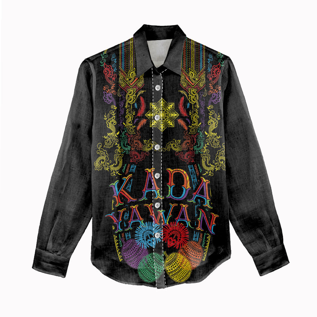 Philippines Kadayawan Festival Women Casual Shirt Polynesian Tribal Art Barong Style
