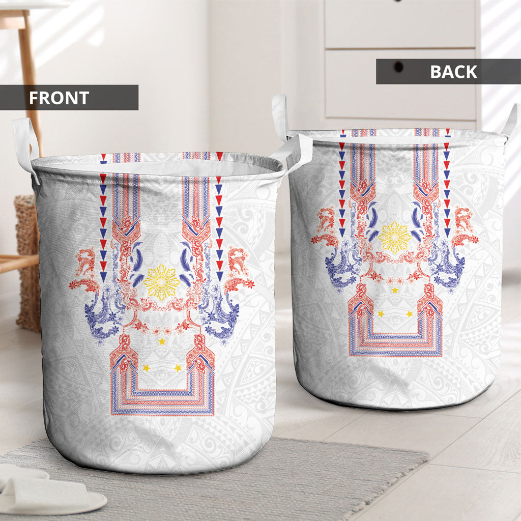 Philippines Barong Style Laundry Basket Polynesian Kakau Art Tattoos with Tribal Filipino Sun