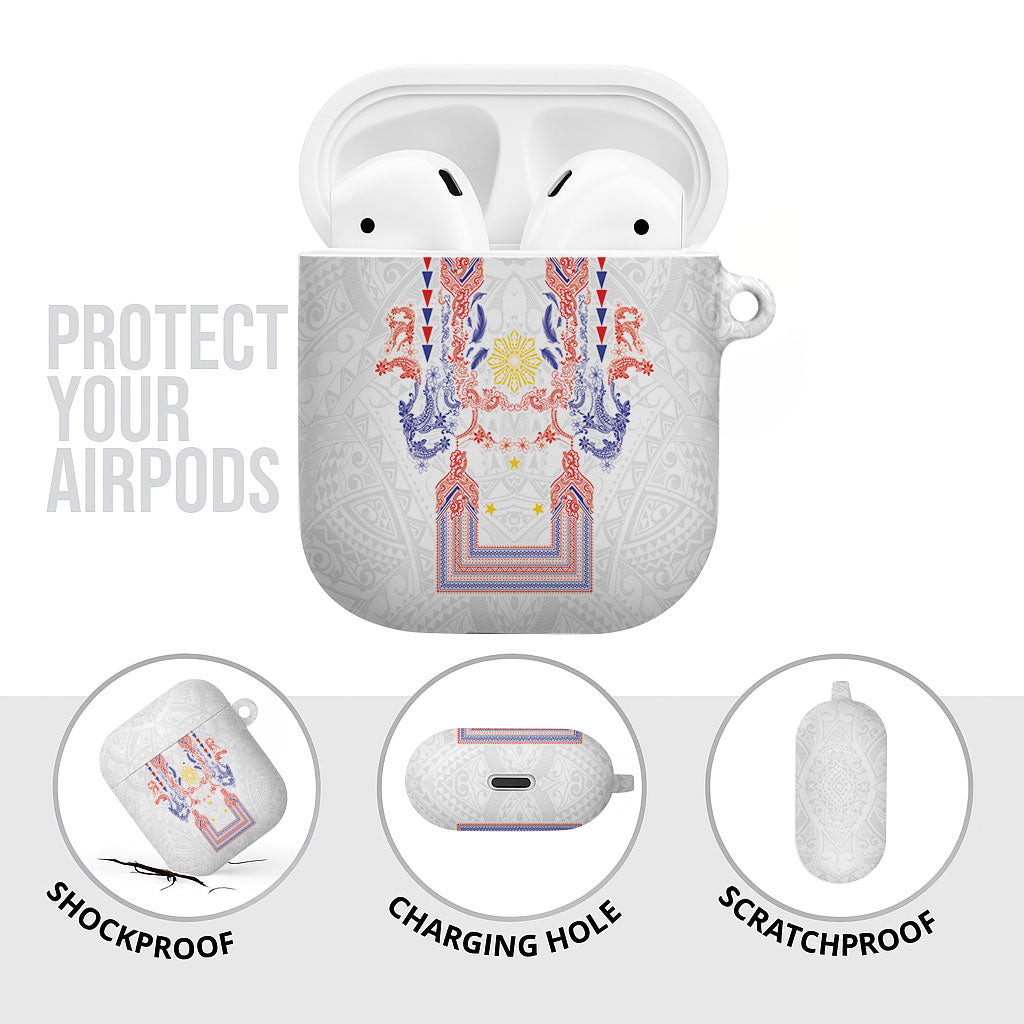 Philippines Barong Style AirPods Case Polynesian Kakau Art Tattoos with Tribal Filipino Sun