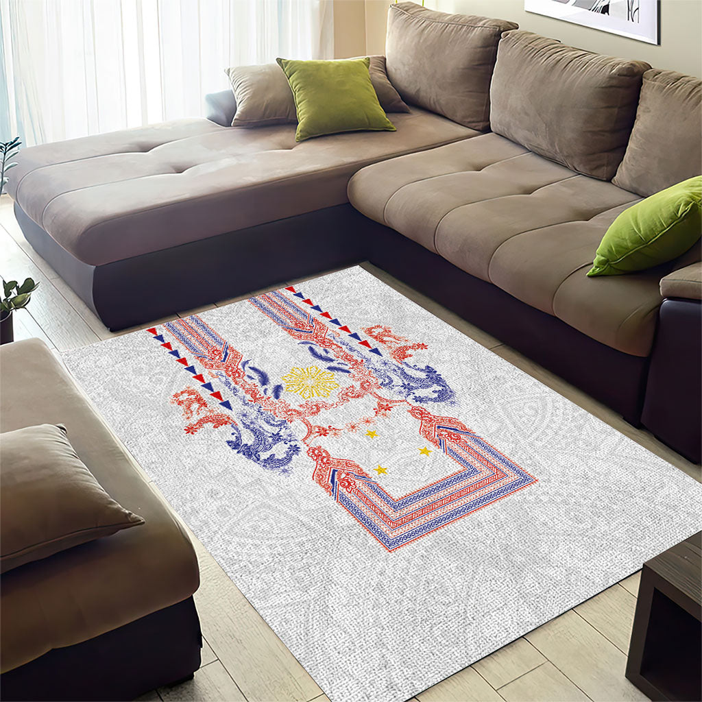 Philippines Barong Style Area Rug Polynesian Kakau Art Tattoos with Tribal Filipino Sun