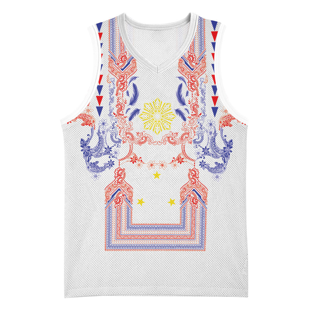 Philippines Barong Style Basketball Jersey Polynesian Kakau Art Tattoos with Tribal Filipino Sun