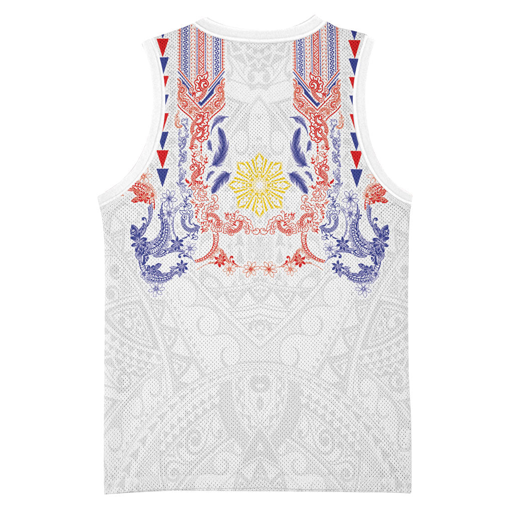 Philippines Barong Style Basketball Jersey Polynesian Kakau Art Tattoos with Tribal Filipino Sun