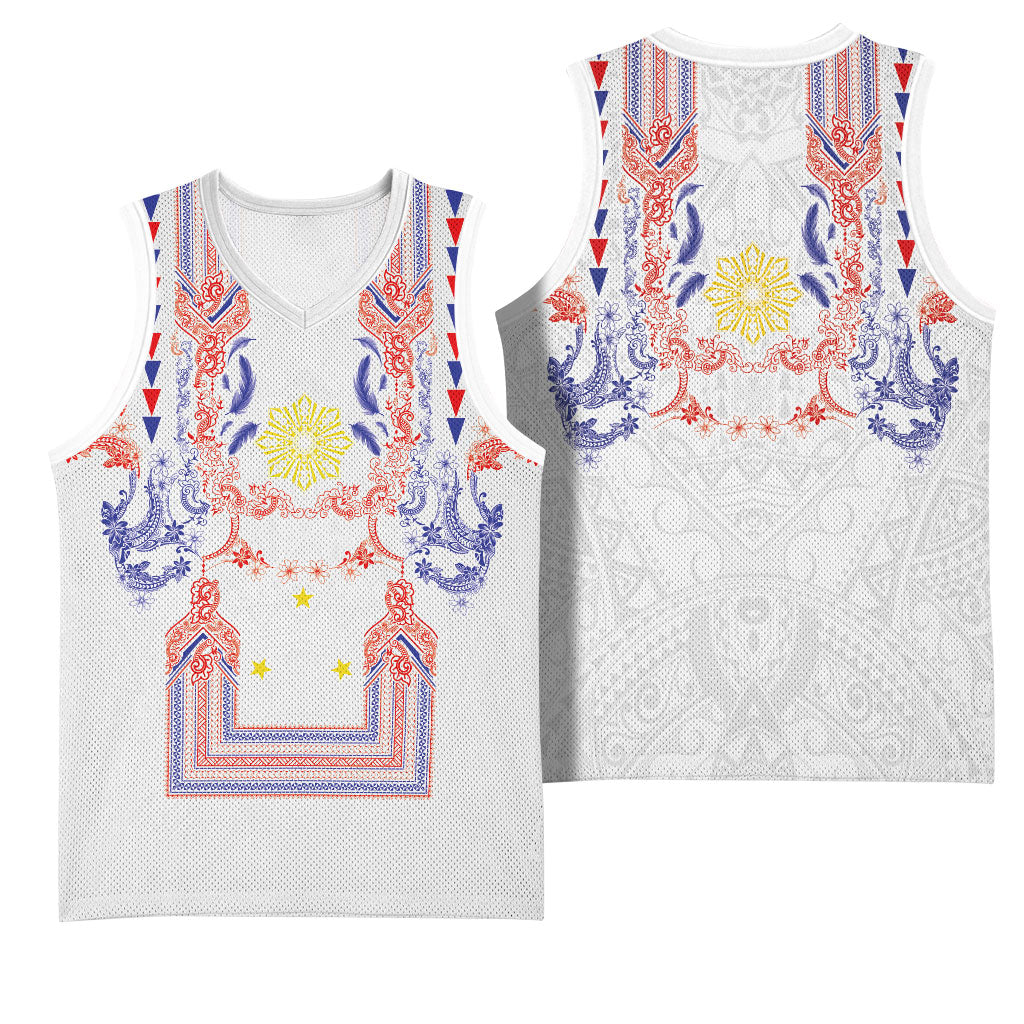 Philippines Barong Style Basketball Jersey Polynesian Kakau Art Tattoos with Tribal Filipino Sun