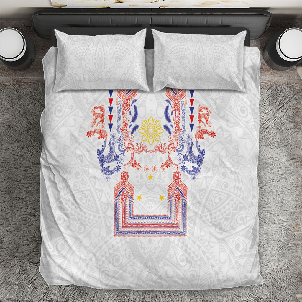 Philippines Barong Style Bedding Set Polynesian Kakau Art Tattoos with Tribal Filipino Sun