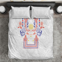 Philippines Barong Style Bedding Set Polynesian Kakau Art Tattoos with Tribal Filipino Sun