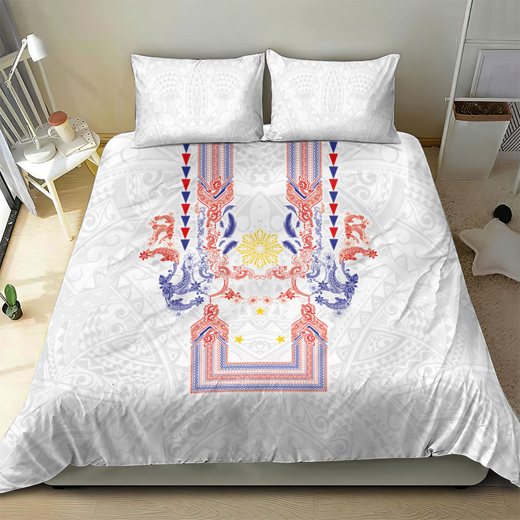 Philippines Barong Style Bedding Set Polynesian Kakau Art Tattoos with Tribal Filipino Sun