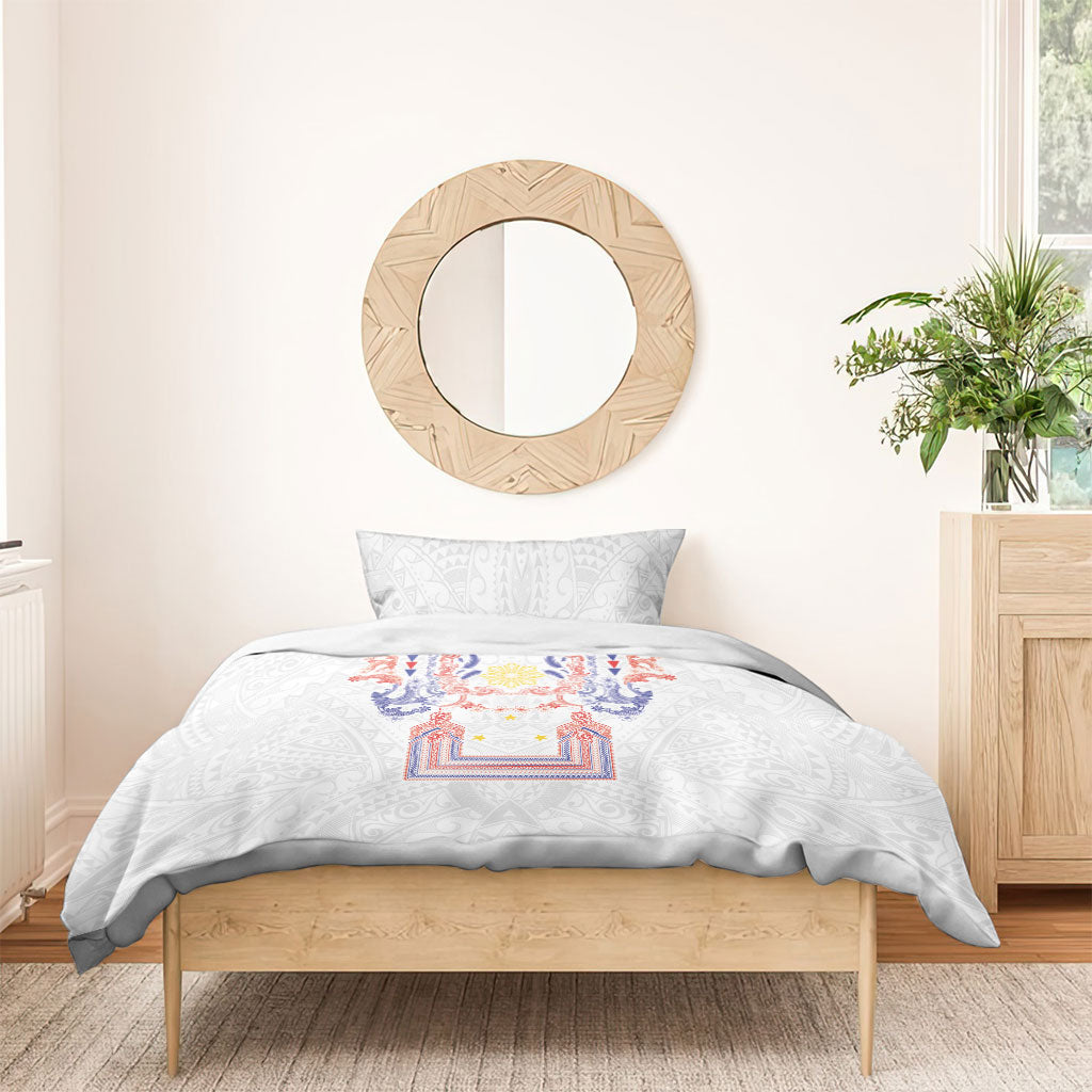 Philippines Barong Style Bedding Set Polynesian Kakau Art Tattoos with Tribal Filipino Sun